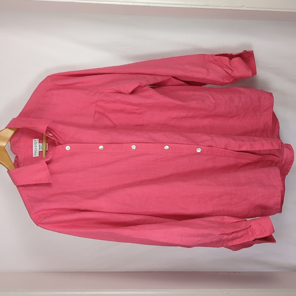 PURE & SIMPLE Women's Pink 100% Linen Button Down Shirt